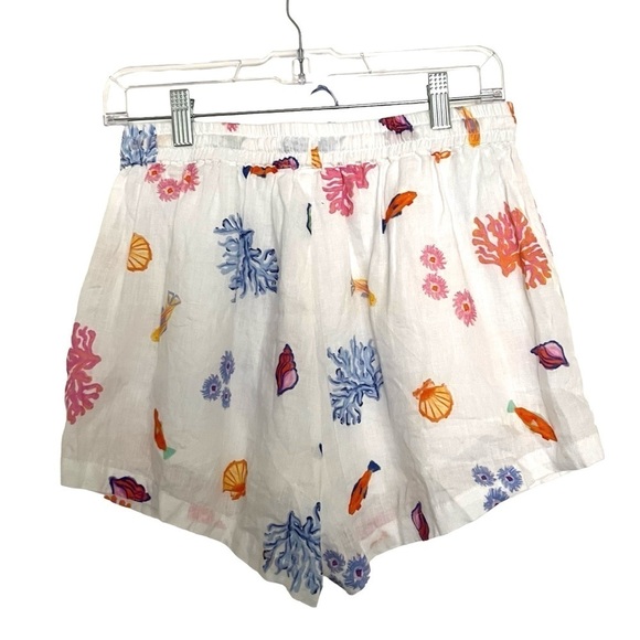 Seafolly White Under The Sea Beach 100% Linen Shirt and Shorts Set Medium - Picture 8 of 16